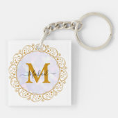 Eleganter Gold-Glitter-Initialbuchstabe & Name Schlüsselanhänger (Rückseite)