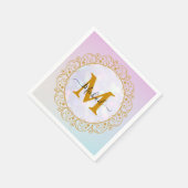 Eleganter Gold-Glitter-Initialbuchstabe & Name Serviette (Ecke)