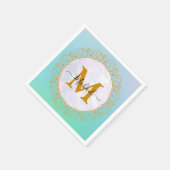 Eleganter Gold-Glitter-Initialbuchstabe & Name Serviette (Ecke)
