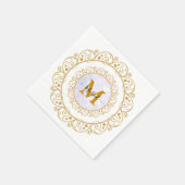 Eleganter Gold-Glitter-Initialbuchstabe & Name Serviette (Ecke)