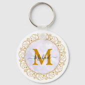 Eleganter Gold-Glitter-Initiale & Name Schlüsselanhänger (Rückseite)