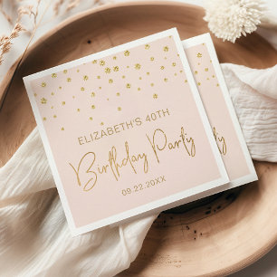 Eleganter Gold Glitter Konfetti 40. Geburtstag Err Serviette