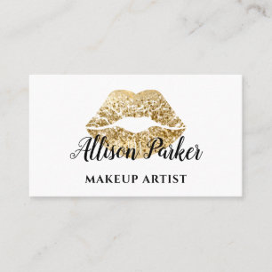 Eleganter Gold Glitter Lippen Makeup Artist  Visitenkarte