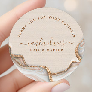 Eleganter Gold-Glitter-Marmor-Achat modern Chic Runder Aufkleber