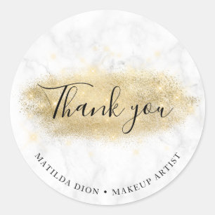 Eleganter Gold-Glitter-Marmor-Make-up-Artist  Runder Aufkleber