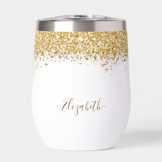 Eleganter Gold Glitter Monogramm Name (Vorderseite)