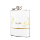Eleganter Gold Glitter Monogramm Name Flachmann (Links)