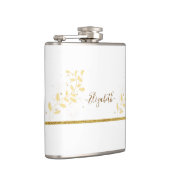 Eleganter Gold Glitter Monogramm Name Flachmann (Rechts)