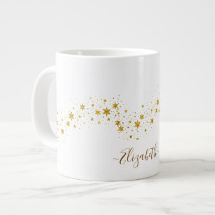 Eleganter Gold Glitter Monogramm Name Jumbo-Tasse