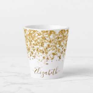 Eleganter Gold Glitter Monogramm Name Milchtasse