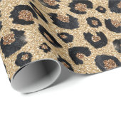 Eleganter Gold Glitter Schwarz Leopard Druck Geschenkpapier (Rolleneckpunkt)