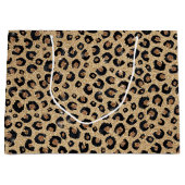 Eleganter Gold-Glitter Schwarz-Leoparden-Druck Große Geschenktüte (Vorderseite)