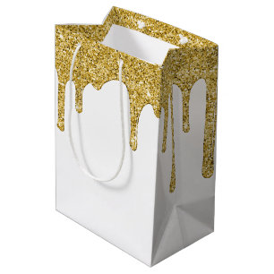 Eleganter Gold Glitter Tropfen Mittlere Geschenktüte