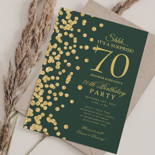 Eleganter Gold-Glitter-Überraschung 70. Geburtstag Einladung