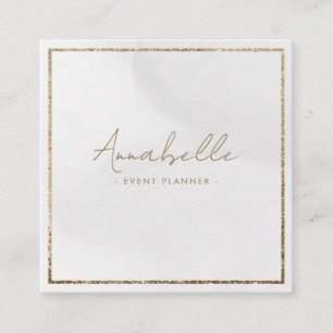 Eleganter Gold-Glitter- und Creme-Rahmen Minimal Quadratische Visitenkarte