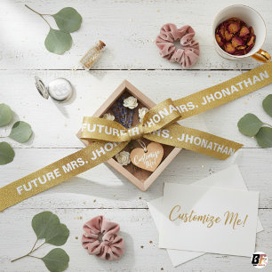 Eleganter Gold Glitter Zukunft Mrs Benutzerdefinie Satinband