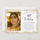 Eleganter Gold Glitzer 40. Geburtstag Einladung (Vorderseite)