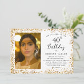 Eleganter Gold Glitzer 40. Geburtstag Einladung (Stehend Vorderseite)