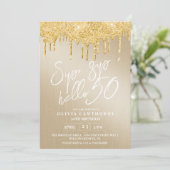 Eleganter Gold Glitzer 50. Foto Einladung zum Gebu (Stehend Vorderseite)