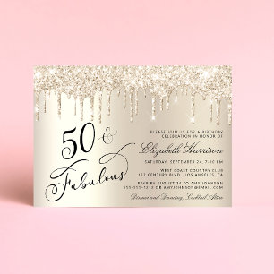 Eleganter Gold Glitzer 50. Geburtstagsparty Einladung