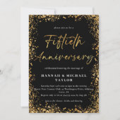Eleganter Gold Glitzer 50. Hochzeitstag Einladung (Vorderseite)
