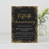 Eleganter Gold Glitzer 50. Hochzeitstag Einladung (Stehend Vorderseite)