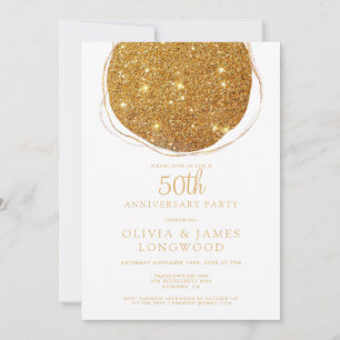 Eleganter Gold Glitzer 50. Hochzeitstag Einladung