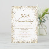 Eleganter Gold Glitzer 50. Hochzeitstag Einladung (Stehend Vorderseite)