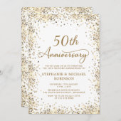 Eleganter Gold Glitzer 50. Hochzeitstag Einladung (Vorne/Hinten)