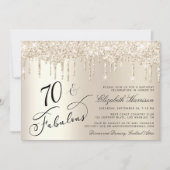 Eleganter Gold Glitzer 70. Geburtstagsparty Einladung (Vorderseite)