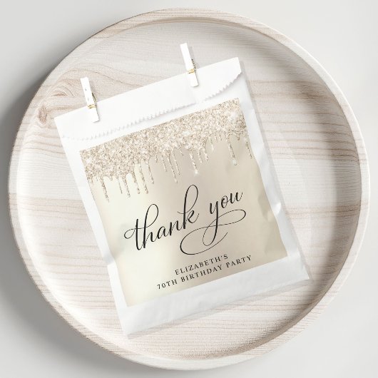 Eleganter Gold Glitzer 70. Geburtstagsparty Geschenktütchen