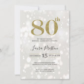 Eleganter Gold Glitzer 80. Geburtstag Einladung (Vorderseite)