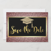 Eleganter Gold Glitzer Abschluss Brown Save The Date (Vorderseite)