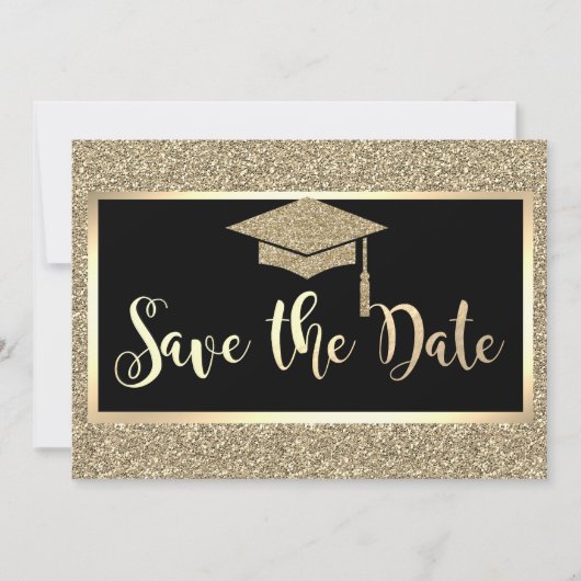 Eleganter Gold Glitzer Abschluss Save the Date (Vorderseite)