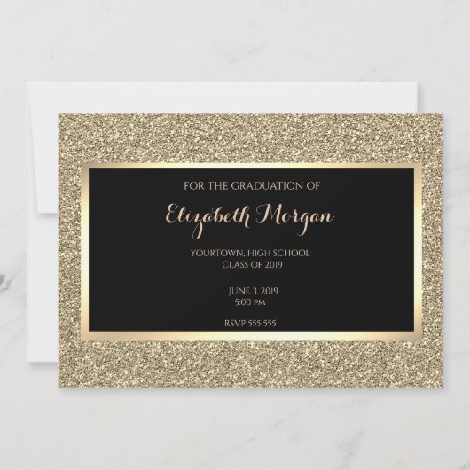 Eleganter Gold Glitzer Abschluss Save the Date (Rückseite)