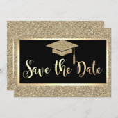 Eleganter Gold Glitzer Abschluss Save the Date (Vorne/Hinten)