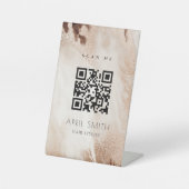 Eleganter Gold Glitzer Agate Marble Beige QR Code Sockelschild (Vorderseite)