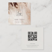 Eleganter Gold Glitzer Agate Marble QR Code Logo Quadratische Visitenkarte (Vorne/Hinten)