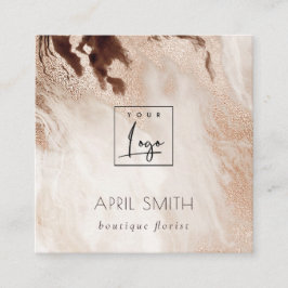 Eleganter Gold Glitzer Agate Marble QR Code Logo Quadratische Visitenkarte