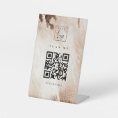 Eleganter Gold Glitzer Agate Marble QR Code Logo Sockelschild (Vorderseite)