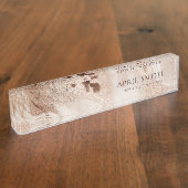 Eleganter Gold Glitzer Agate Marble Texture Beige  Namensplakette (Seite)