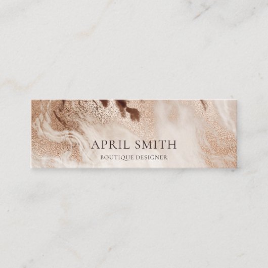 Eleganter Gold Glitzer Agate Marmor Textur Beige Mini Visitenkarte (Vorderseite)