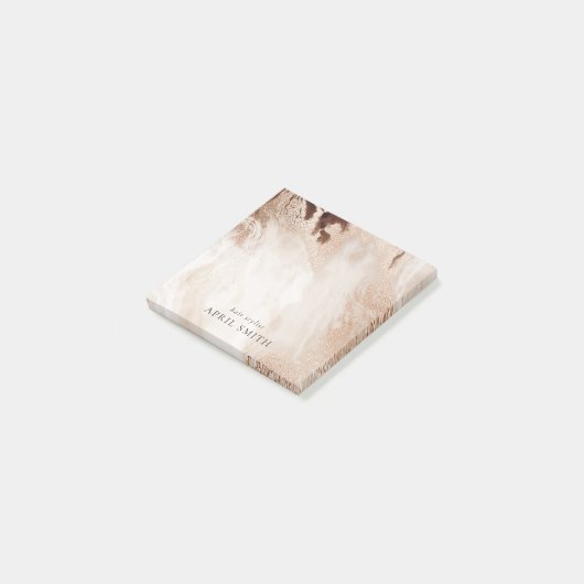 Eleganter Gold Glitzer Agate Marmor Textur Beige Post-it Klebezettel (angewinkelt)