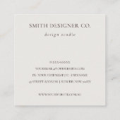 Eleganter Gold Glitzer Agate Marmor Textur Beige Quadratische Visitenkarte (Rückseite)