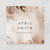 Eleganter Gold Glitzer Agate Marmor Textur Beige Quadratische Visitenkarte (Vorderseite)