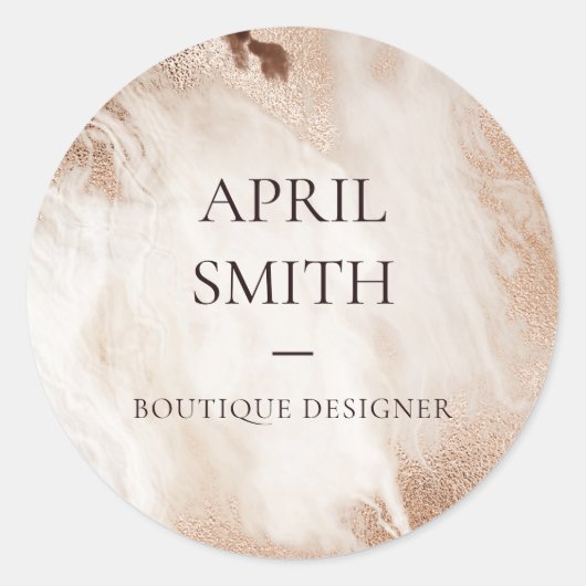 Eleganter Gold Glitzer Agate Marmor Textur Beige Runder Aufkleber (Vorderseite)