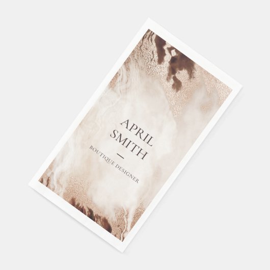 Eleganter Gold Glitzer Agate Marmor Textur Beige Serviette (Ecke)