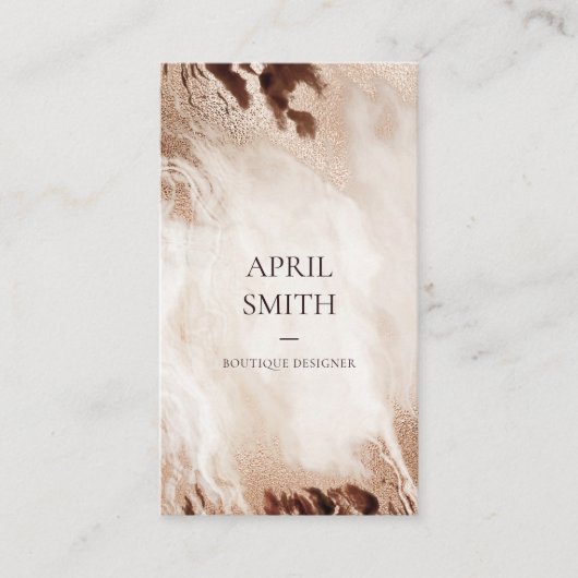 Eleganter Gold Glitzer Agate Marmor Textur Beige Visitenkarte (Vorderseite)
