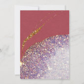 Eleganter Gold Glitzer Amethyst Moderne Rote Einla Einladung (Rückseite)