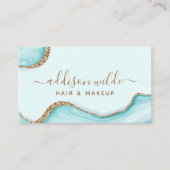 Eleganter Gold Glitzer Aqua Marble Visitenkarte (Vorderseite)